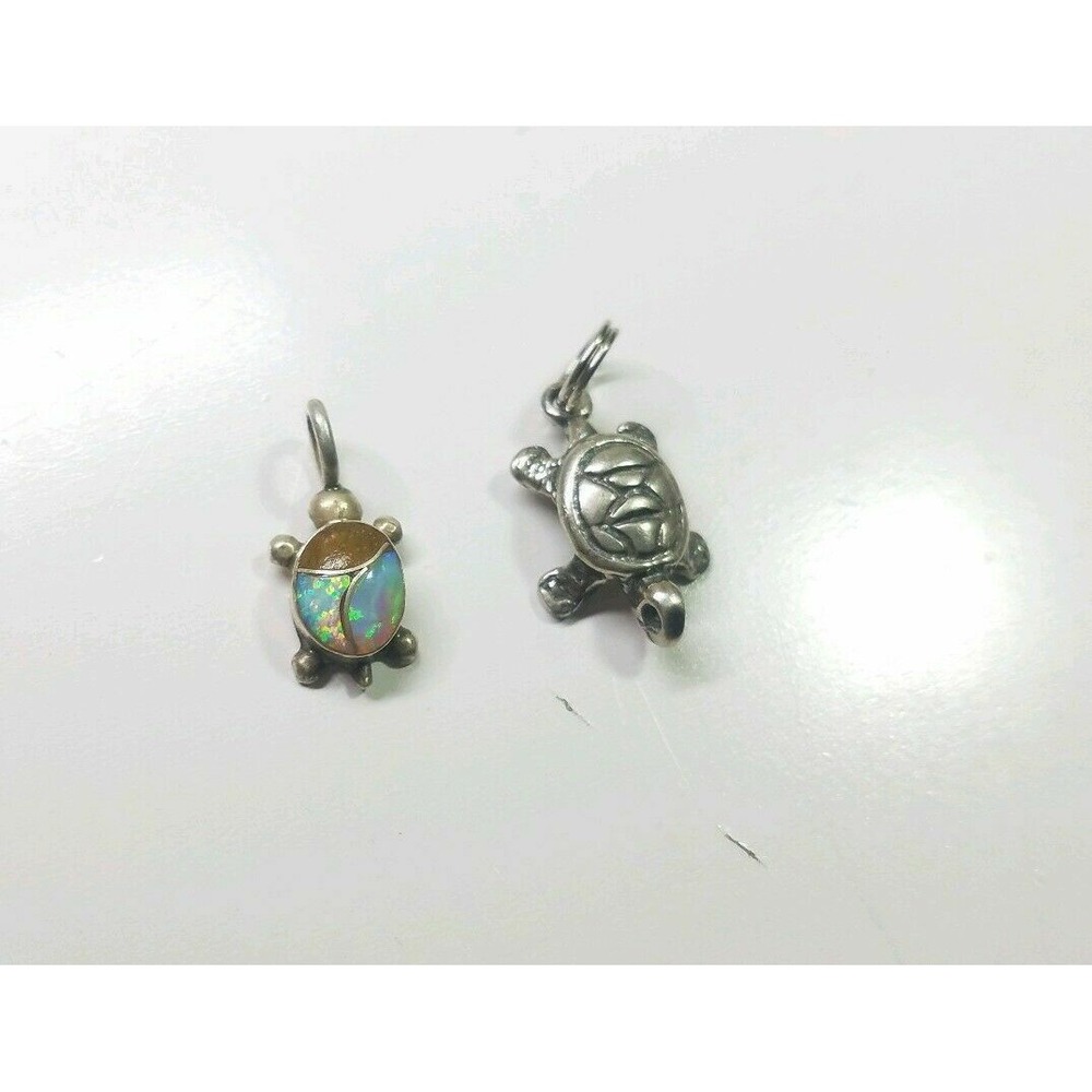 .925 Sterling SEA TURTLE Necklace Pendants LOT of 2